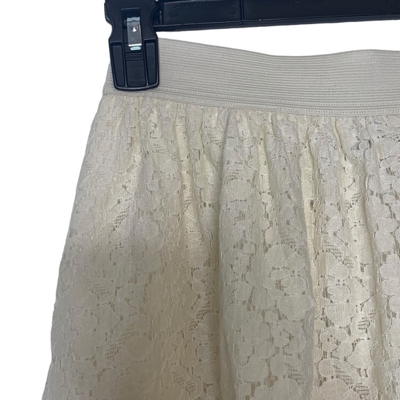 H&m Ivory Cream Lace A-Line Skirt Elastic Stretch Modest Chic Midi Skirt Size 4 - Picture 7 of 13